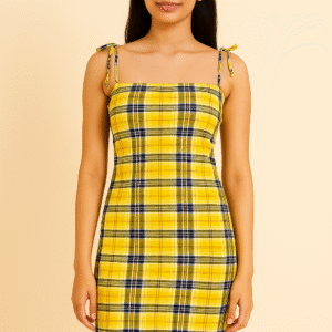 Yellow Plaid Bodycon Dress