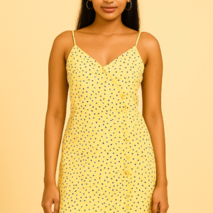 yellow floral strappy mini dress