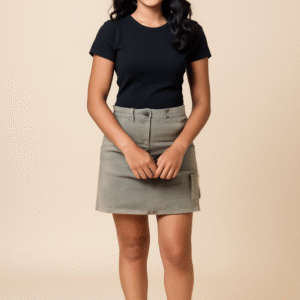 grey cargo mini skirt