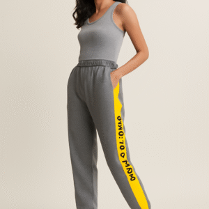 Grey & Yellow Contrast Stripe Joggers.
